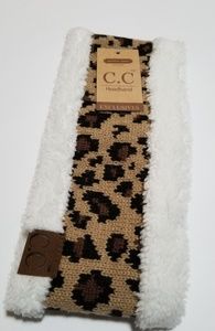 CC Head Wrap/Band. Leopard/White